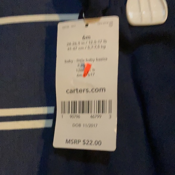 NWT Carter’s 2 piece pant set. 6M never worn. blue white stripes and one is navy - Picture 3 of 5